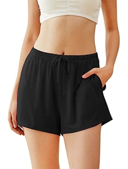 Bamboo Viscose Sleep Shorts for Women Soft Pajama Bottoms Casual Lounge Shorts Plus Size Boxers Sleepwear S-4X