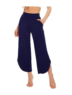 Bamboo Viscose Wide Leg Pajama Bottoms Capri Pj Pants for Women Soft Lounge High Waist Yoga Sweatpants S-XXL