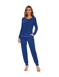 Bamboo Viscose Pajamas Set for Women Long Sleeve Sleepwear Soft Loungewear Pjs Jogger Pants Lounge Sets S-XXL