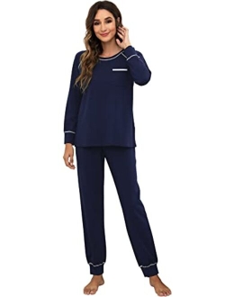 Bamboo Viscose Pajamas Set for Women Long Sleeve Sleepwear Soft Loungewear Pjs Jogger Pants Lounge Sets S-XXL