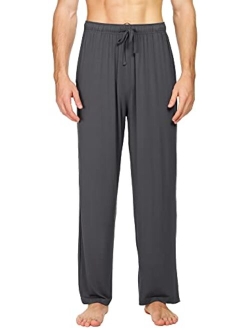 Mens Bamboo Viscose Pajama Pants Soft Lounge Bottoms Knit Big and Long Sweatpants Lightweight Sleep Pant Drawstring S-4X