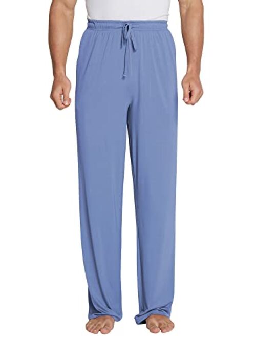 WiWi Mens Bamboo Viscose Pajama Pants Soft Lounge Bottoms Knit Big and Long Sweatpants Lightweight Sleep Pant Drawstring S-4X