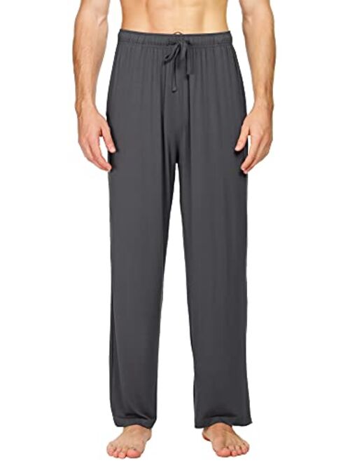 WiWi Mens Bamboo Viscose Pajama Pants Soft Lounge Bottoms Knit Big and Long Sweatpants Lightweight Sleep Pant Drawstring S-4X