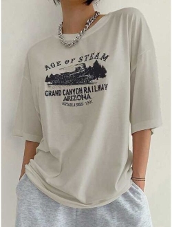 Letter Graphic Drop Shoulder Tee