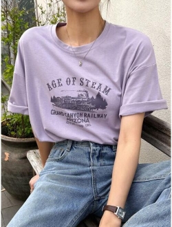 Letter Graphic Drop Shoulder Tee