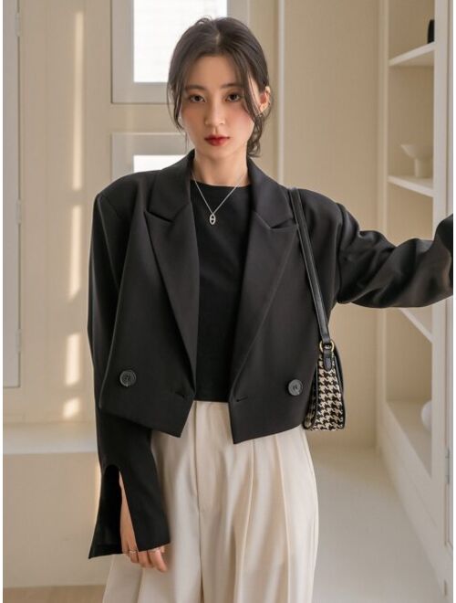 Dazy-Less Double Button Split Cuff Blazer