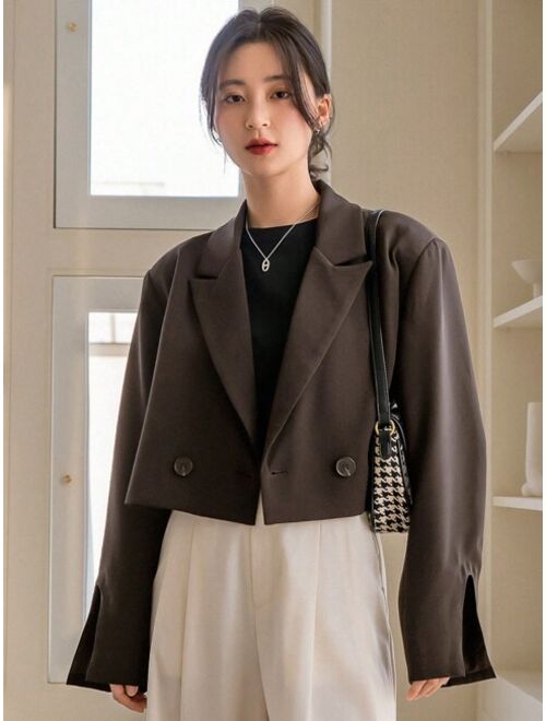 Dazy-Less Double Button Split Cuff Blazer