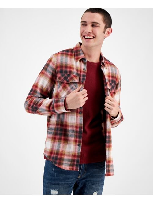 SUN + STONE Men's Harry Regular-Fit Plaid Button-Down Flannel Shirt, Created for Macy's
