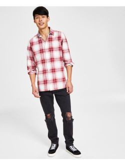 Men's Brock Classic-Fit Textured Plaid Button-Down Shirt, Created for Macy's