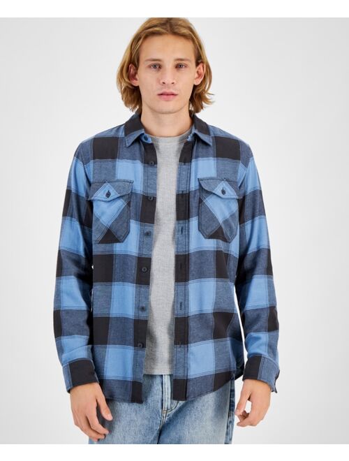 SUN + STONE Men's Charles Regular-Fit Plaid Button-Down Flannel Shirt, Created for Macy's