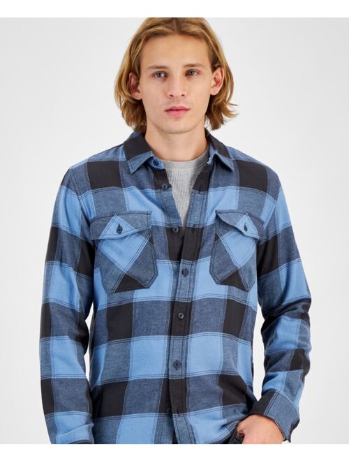 SUN + STONE Men's Charles Regular-Fit Plaid Button-Down Flannel Shirt, Created for Macy's