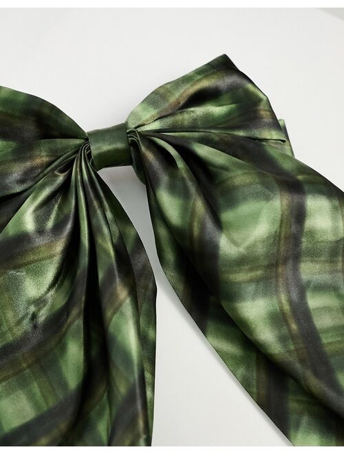 Daisy Street check hair bow in green