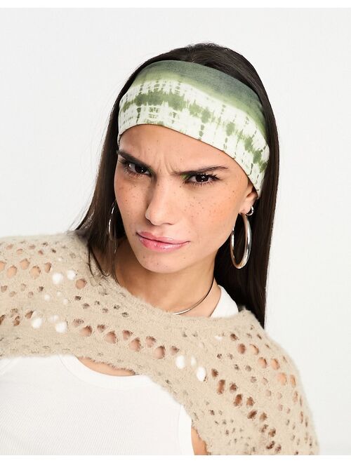 Daisy Street x Chloe Davie wide jersey headband in green tie dye print