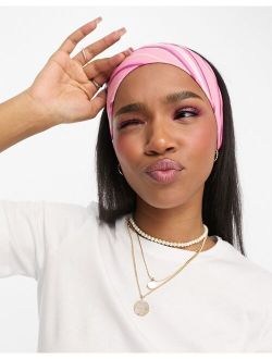 x Chloe Davie wide jersey headband in pink stripe print