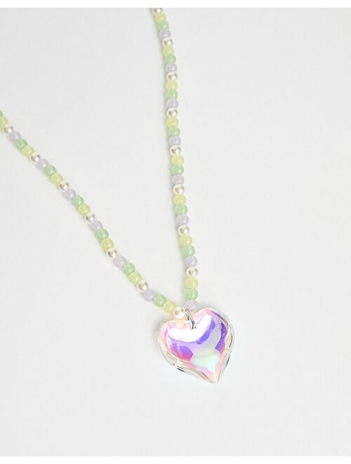 Daisy Street x Chloe Davie beaded necklace with heart pendant