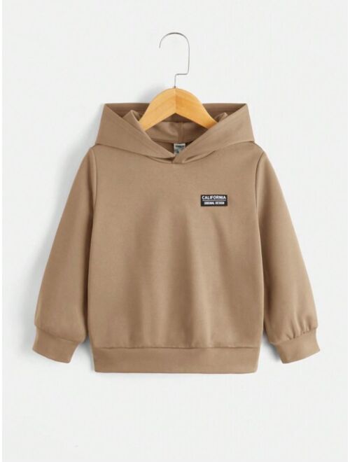 SHEIN Kids EVRYDAY Young Boy Patch Detail Hoodie