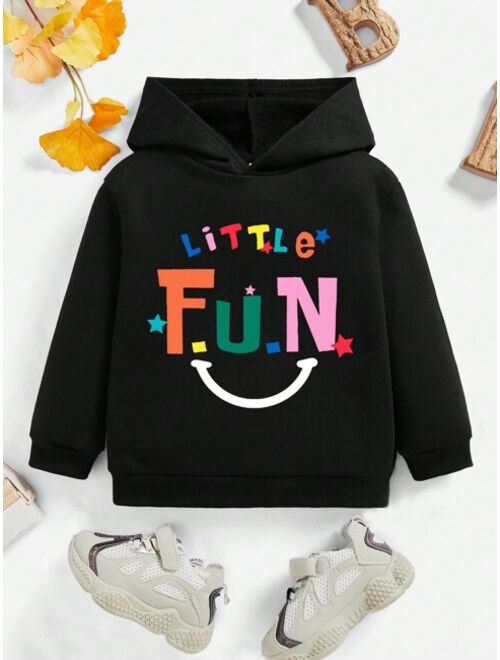 Young Boy Letter Graphic Thermal Hoodie