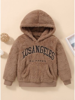 Toddler Boys Letter Embroidery Teddy Hoodie