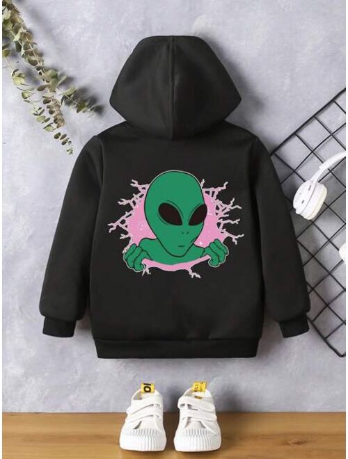 Young Boy Alien Print Hoodie