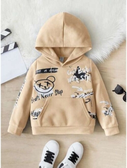 SHEIN Kids HYPEME Young Boy Cartoon Letter Graphic Hoodie