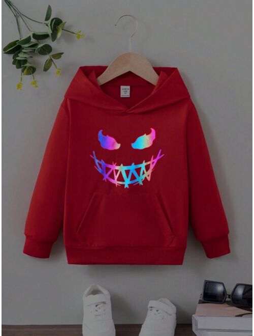 Boys Cartoon Graphic Kangaroo Pocket Hoodie