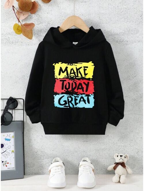 Young Boy Slogan Graphic Hoodie