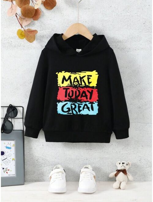 Young Boy Slogan Graphic Hoodie