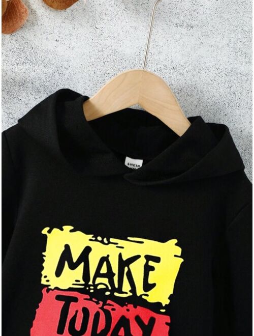 Young Boy Slogan Graphic Hoodie