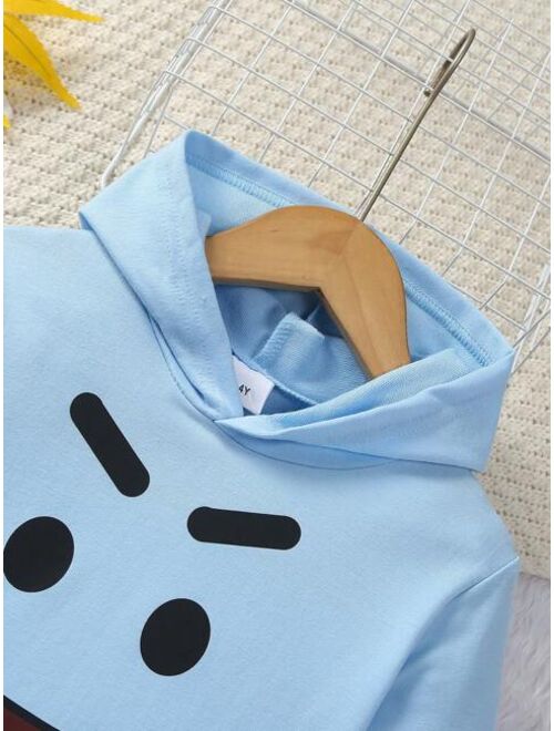 Young Boy Cartoon Emoji Print Hoodie