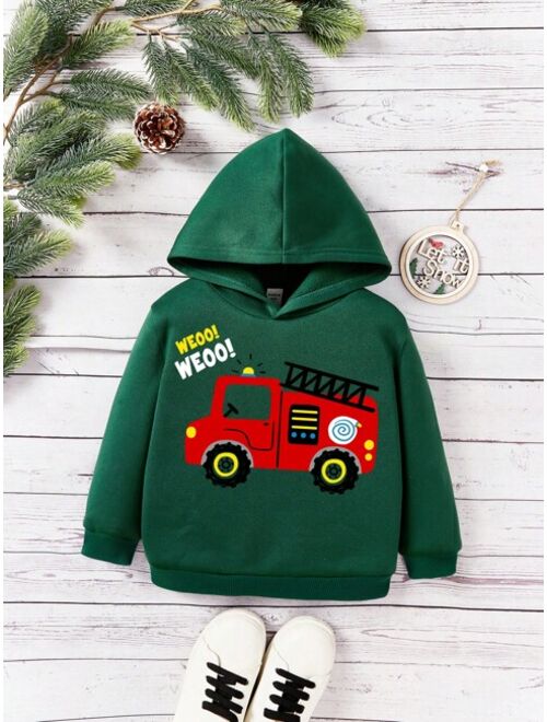 Young Boy Car Letter Graphic Hoodie