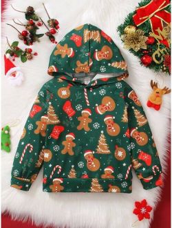 SHEIN Kids HYPEME Young Boy Christmas Print Hoodie