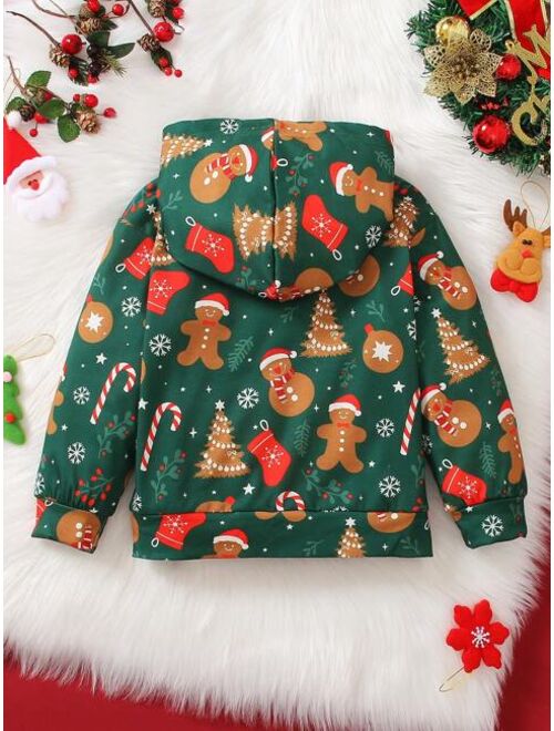 SHEIN Kids HYPEME Young Boy Christmas Print Hoodie