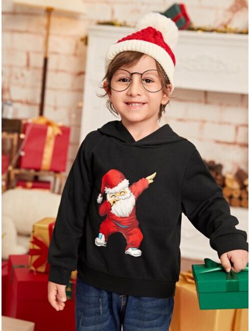 SHEIN Toddler Boys Christmas Print Hoodie