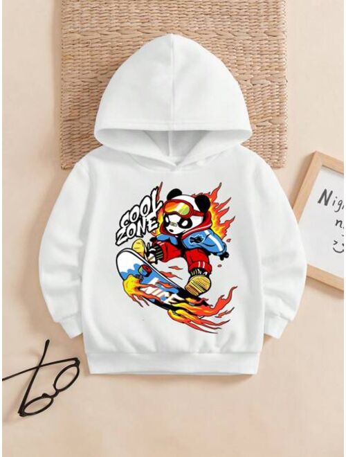 Young Boy Cartoon Letter Graphic Hoodie