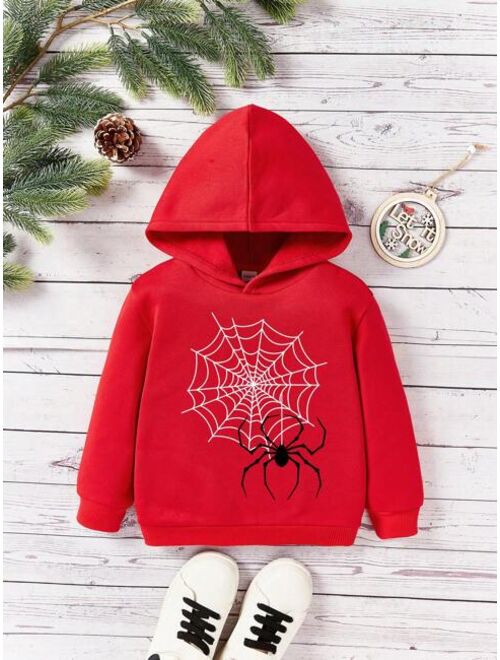 Young Boy Spider Web Print Hoodie