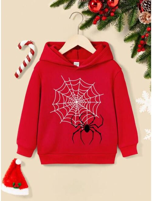 Young Boy Spider Web Print Hoodie