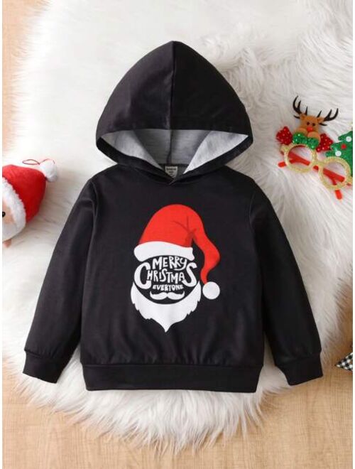 SHEIN Kids HYPEME Young Boy Christmas Print Hoodie