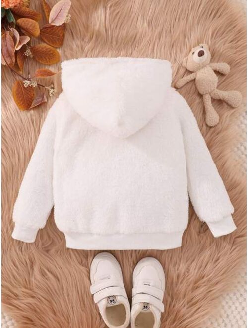 Young Boy Letter Embroidery Teddy Hoodie