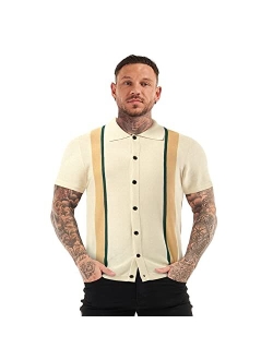 Men's Polo Shirts Short Sleeve Collared Shirts Slim Fit Cardigan Button Down