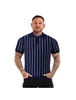 Men's Polo Shirts Short Sleeve Collared Shirts Slim Fit Cardigan Button Down