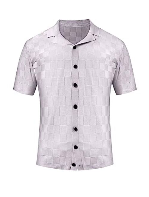 GINGTTO Men's Polo Shirts Short Sleeve Collared Shirts Slim Fit Cardigan Button Down