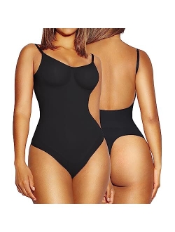 Shapewear Bodysuit for Women Tummy Control Thong Body Shaper Backless Seamless Bodysuit