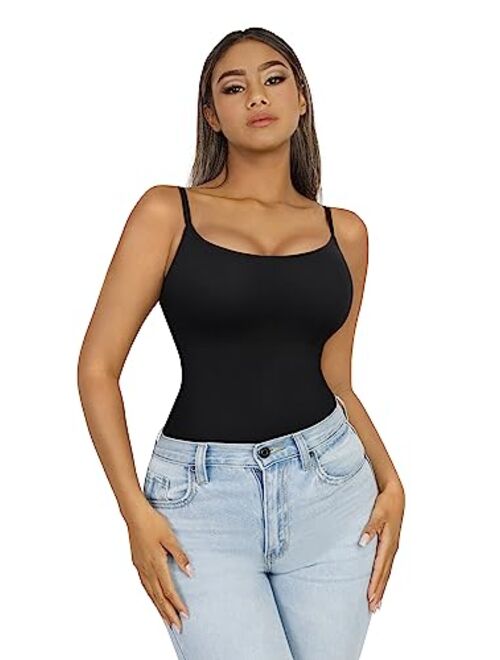 FeelinGirl Compression Cami for Women Tummy Control Camisole with Padded Bras Scoop Neck Shapewear Tank Tops