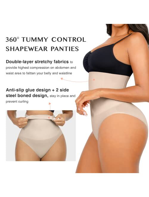 FeelinGirl Tummy Control Shapewear for Women High Waisted Shapewear Panty Briefs Seamless Body Shaper Extra Firm Girdle