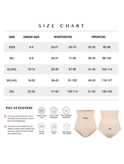 FeelinGirl Tummy Control Shapewear for Women High Waisted Shapewear Panty Briefs Seamless Body Shaper Extra Firm Girdle