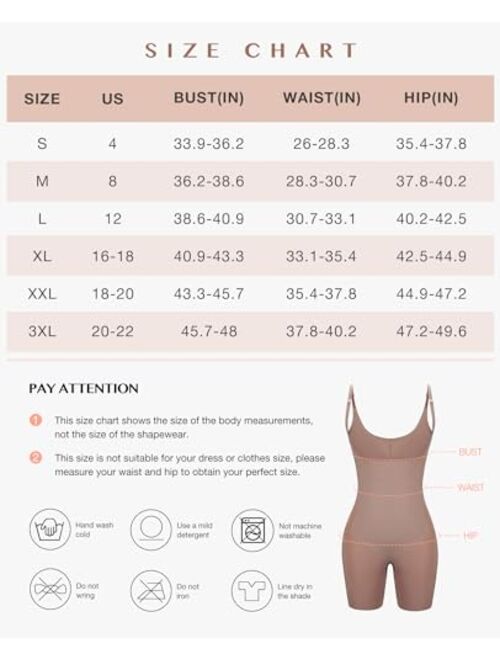 FeelinGirl Shapewear for Women Tummy Control Full Body Shaper Bodysuit Butt Lifter Thigh Slimmer