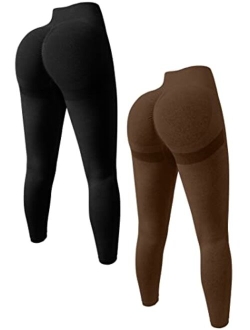 Women's 2 Piece Butt Lifting Yoga Leggings Workout High Waist Tummy Control Ruched Booty Pants