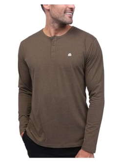 INTO THE AM Long Sleeve Henley Shirts for Men S - 4XL Casual Lightweight Fitted Longsleeve