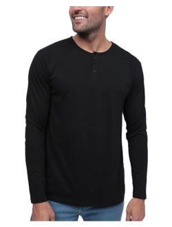 INTO THE AM Long Sleeve Henley Shirts for Men S - 4XL Casual Lightweight Fitted Longsleeve