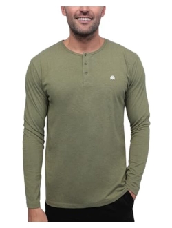 INTO THE AM Long Sleeve Henley Shirts for Men S - 4XL Casual Lightweight Fitted Longsleeve